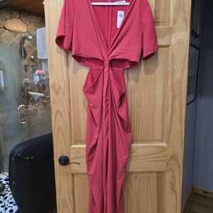 Abercrombie & Fitch Red Twist-Front Maxi Dress